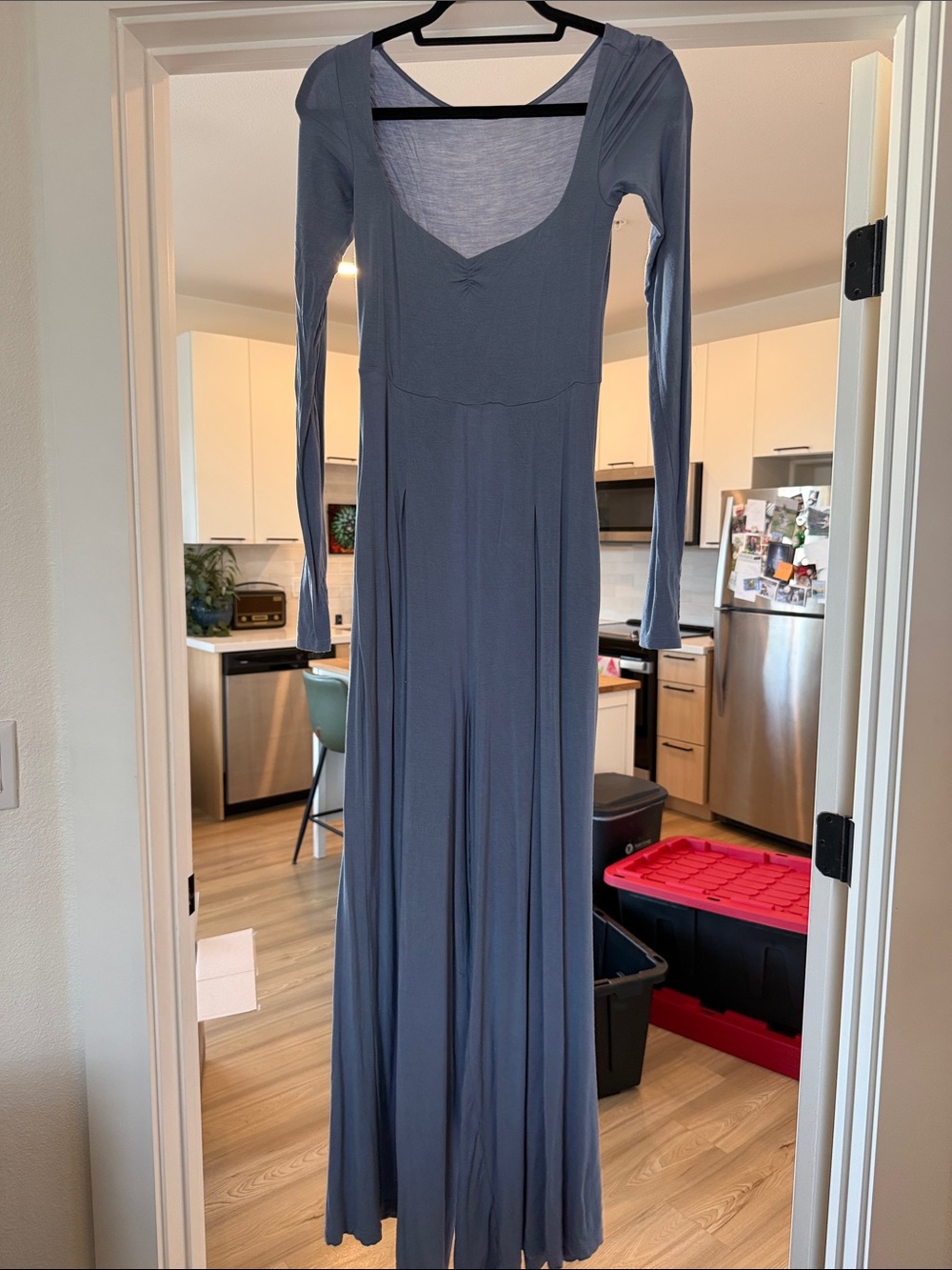 Women’s Long Scoop Neck Maxi Dress — Slate Blue